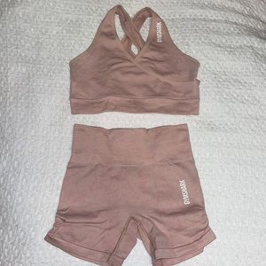Light Pink Adapt Camo Seamless Sports Bra and Shorts